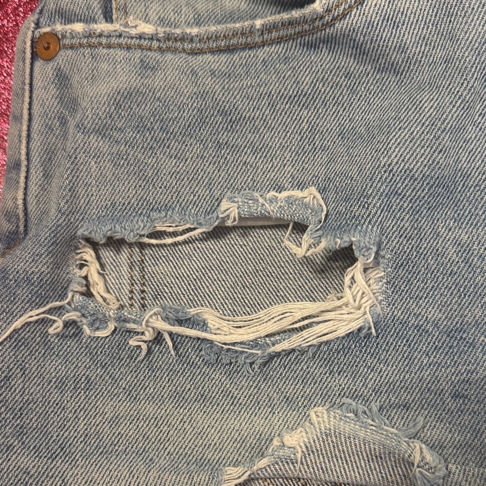 Blank NYC Women's Ripped Jean Shorts - Light Blue - Picture 4 of 4